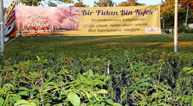 DÜĞÜN DAVETLİLERİNE FİDAN HEDİYE EDİLDİ