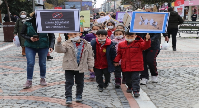 Edirne’de ilkokul öğrencileri bağımlılıkla mücadele için yürüdü