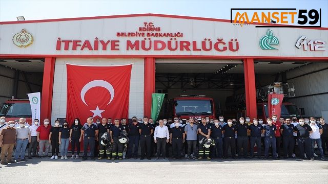 Milas’ta yangın söndürme çalışmalarına katılan Edirneli itfaiyeciler törenle karşılandı