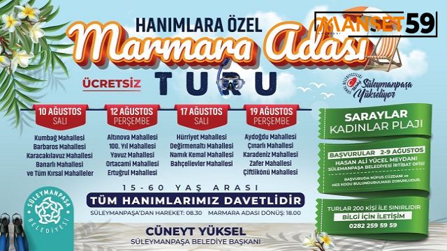 Süleymanpaşa Belediyesinden Kadınlara Ada Tatili