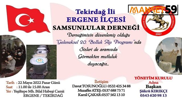 ERGENE SAMSUNLULAR DERNEĞİNDEN 20. GELENEKSEL BOLLUK AŞI ETKİNLİĞİ