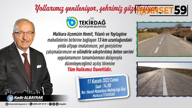 HEMİT, YILANLI VE YAYLAGÖNE MAHALLELERİ BAĞLANTI YOLU DÜZENLENEN TÖRENLE HİZMETE AÇILIYOR