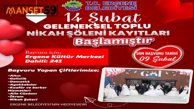 Ergene’de toplu nikah kayıtları sürüyor